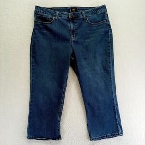 Lee Women's Blue Denim Cropped Capri Jeans‎ Size 16M